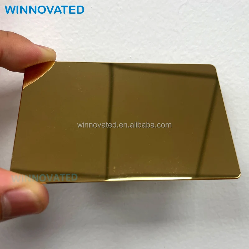 10 0.pieces. custom. luxury reflective 24k mirror plated stainless steel made metal NFC RFID VIP business card