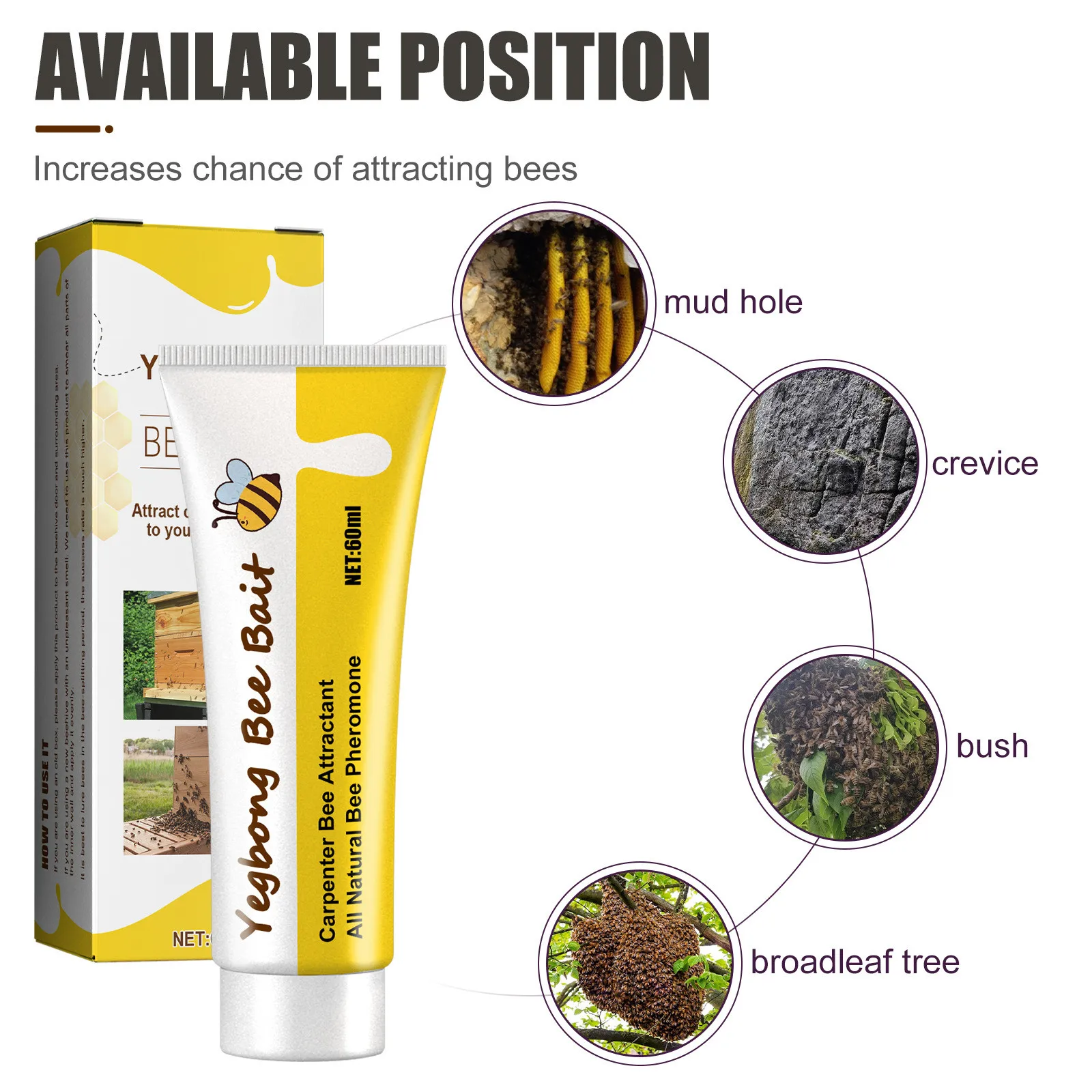 Bee Attractant Melon Orchard Adhesive Needle Tip Bee Keeping Tool 60ml Beekeeping Supplies For Gardens and Courtyards Paste #