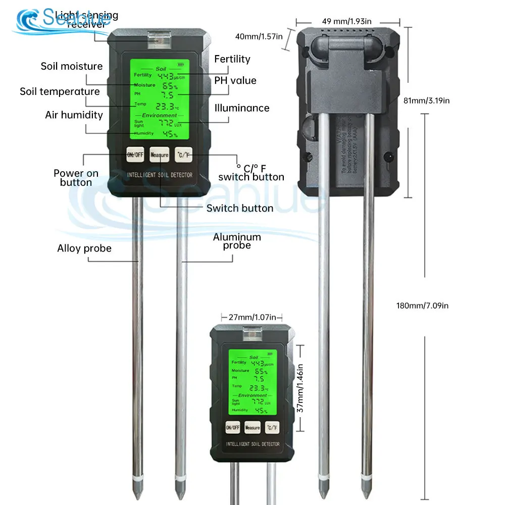 High Accurancy Soil PH Tester Soil Moisture/PH/Temperature Sunlight Intensity Testers Garden Planting Soil Detector Soil PH Test