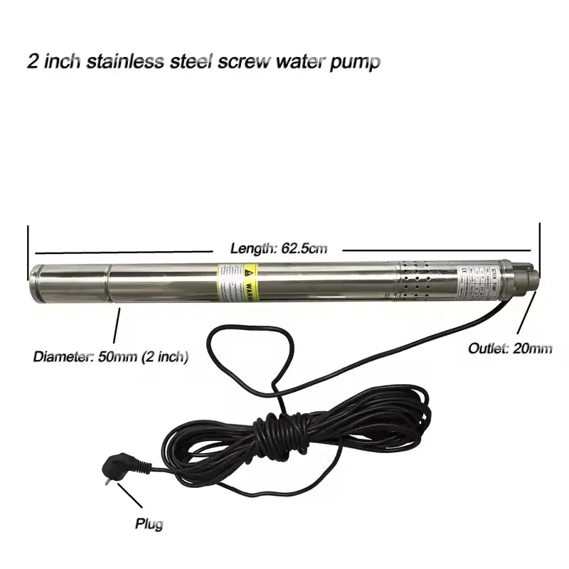 Factory Direct Compatible with2 Inch Submersible Pump Well 50mm Submersible Deep Water Well Pump Stainless Steel 55m Deep Well P