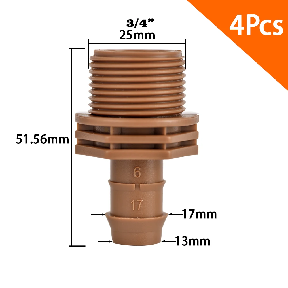 Nawadniania kropelkowego 3/4 calowy rozdzielacz gwint męski rura wodna złącze kolczaste 17mm Tee wtyk końcowy łokciowy do systemu nawadniania