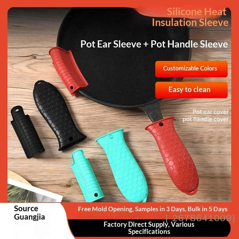 ⚑Silicone Assist Hot Pan Handle Holder Anti-slip Cast Iron Pan Skillet Handle Cover Heat Resistant Pot Holder Sleeves