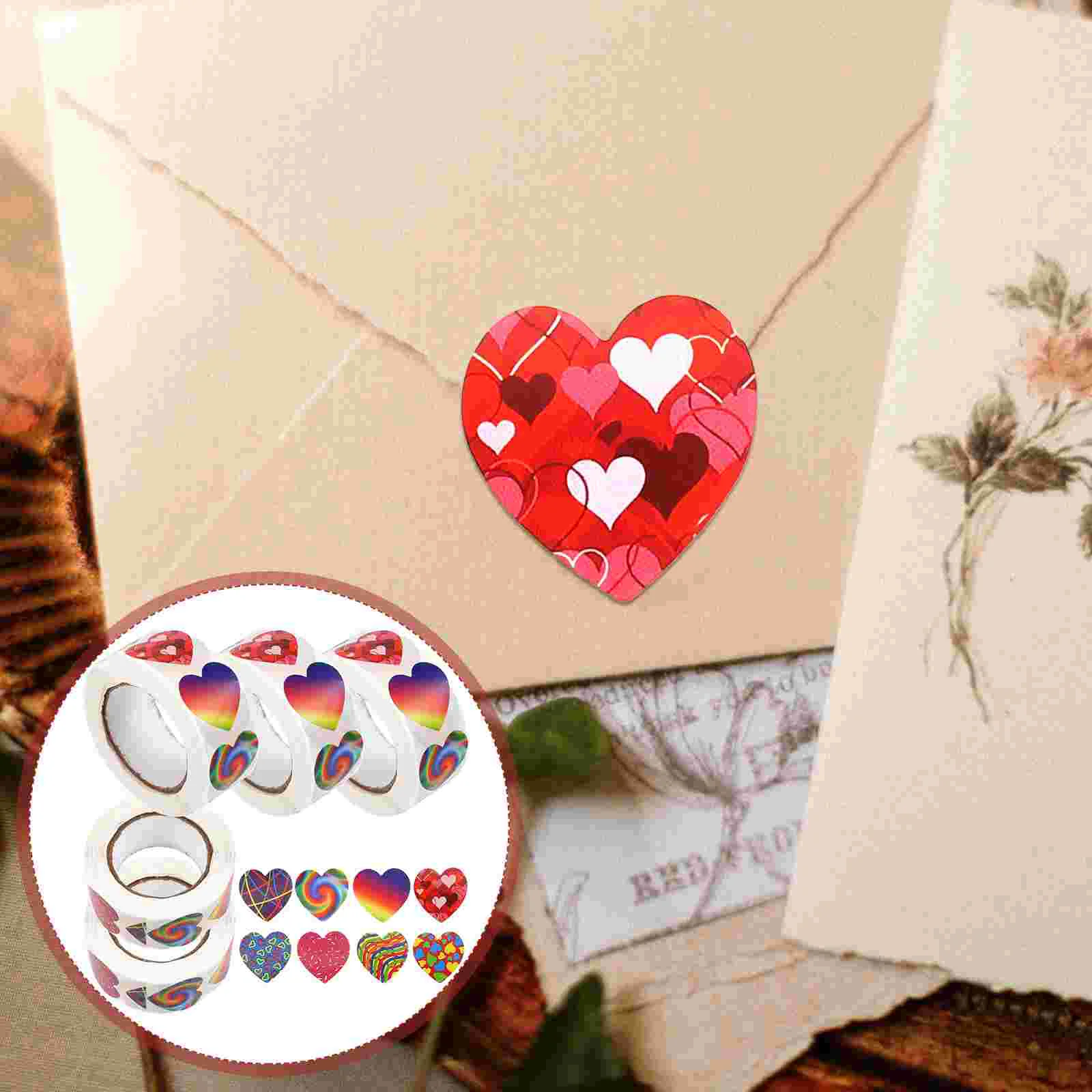 5 Rolls Valentine's Day Sticker Cover Gift Stickers Decorative Sealing Greeting Label for Party Nail