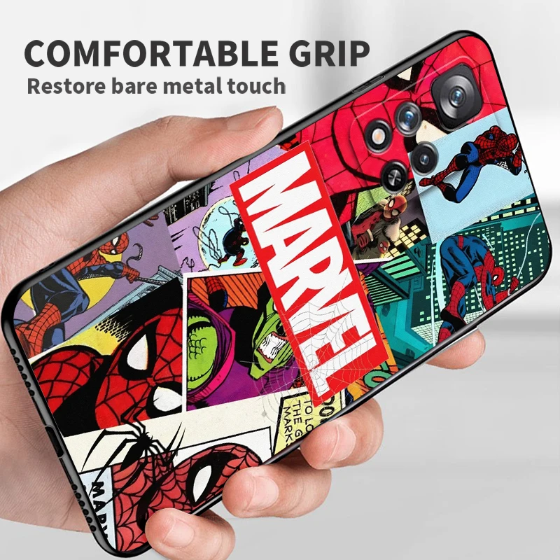 Anime Spiderman Hero Cool For Xiaomi Redmi Note 12 12S Turbo 11 11T 11S 10 10S 9 8 8T 7 Pro Plus 5G Black Phone Case Cover