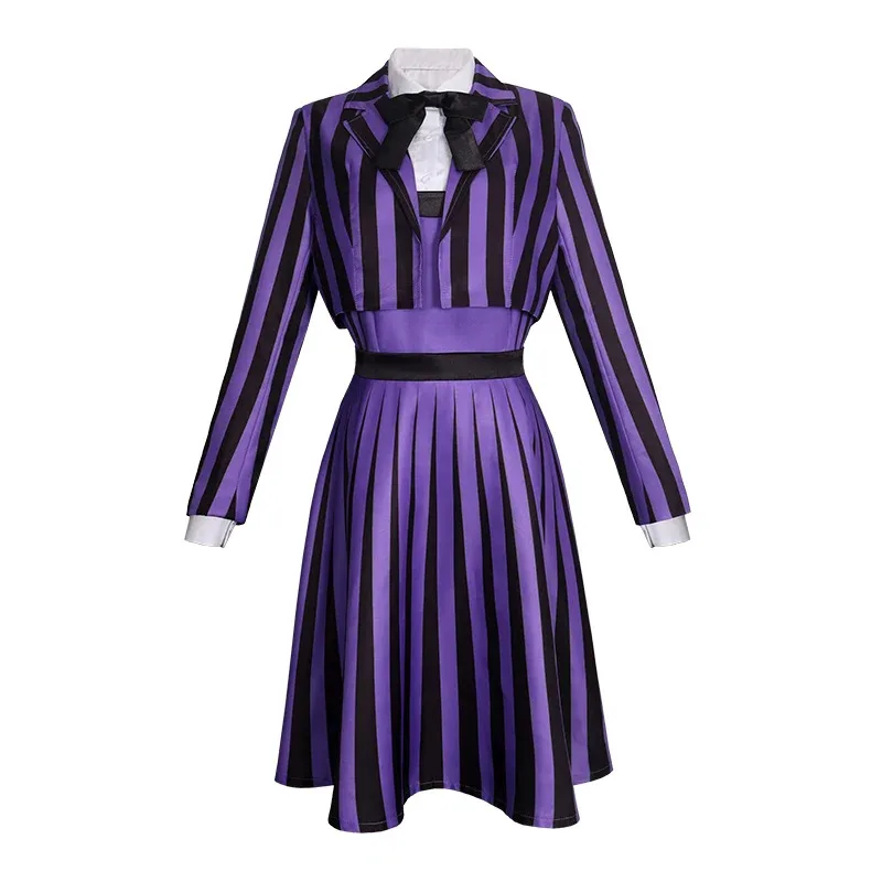 

Новинка 2023 года, юбка для косплея, полосатая униформа, наряд Academy, фиолетовая школьная одежда, костюм на Хэллоуин для взрослых девочек sk;m1