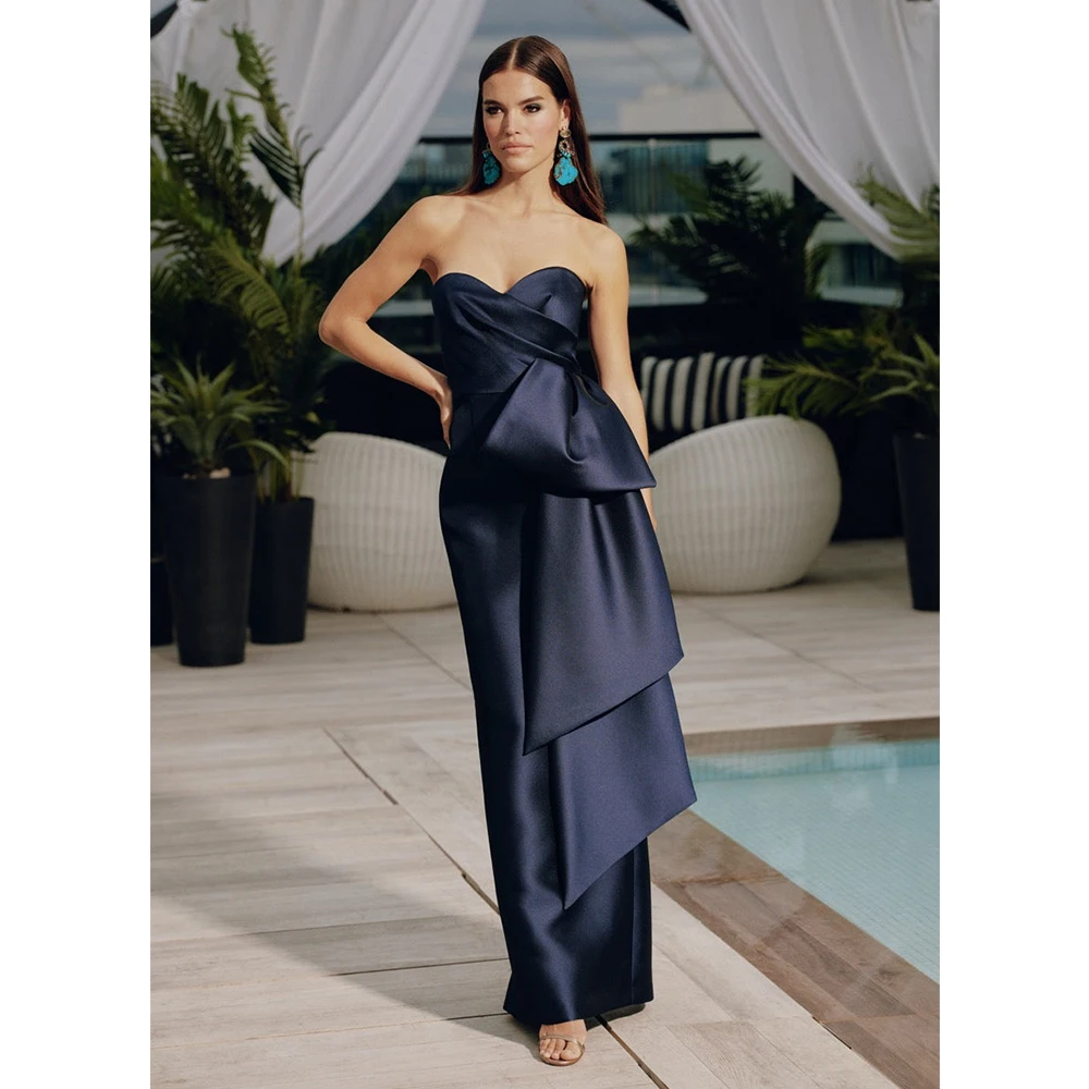 

Column Prom Dress 2025 Sweetheart Ruffle Back Split Backless Satin Prom Gowns Long Sleeveless Pleated Evening Dresses for Women