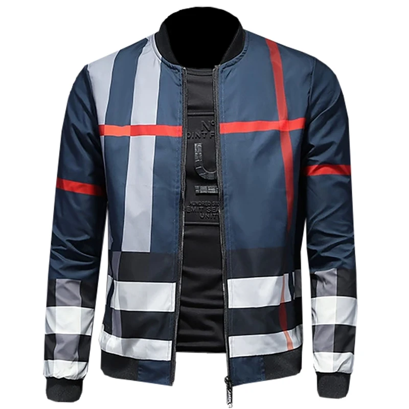 2024 Spring and Autumn Baseball Shirt, High Quality Striped Zipper Jacket, Fashionable and Casual Men\'s Slim Fit Jacket