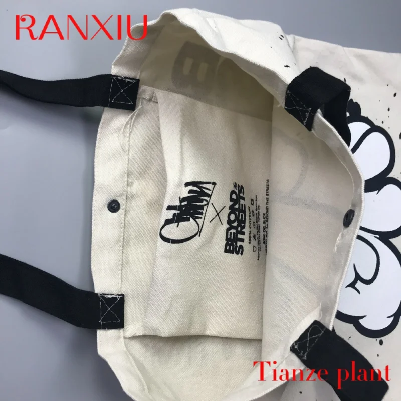 Sac fourre-tout en toile de coton recyclé uni avec logo personnalisé, impression personnalisée