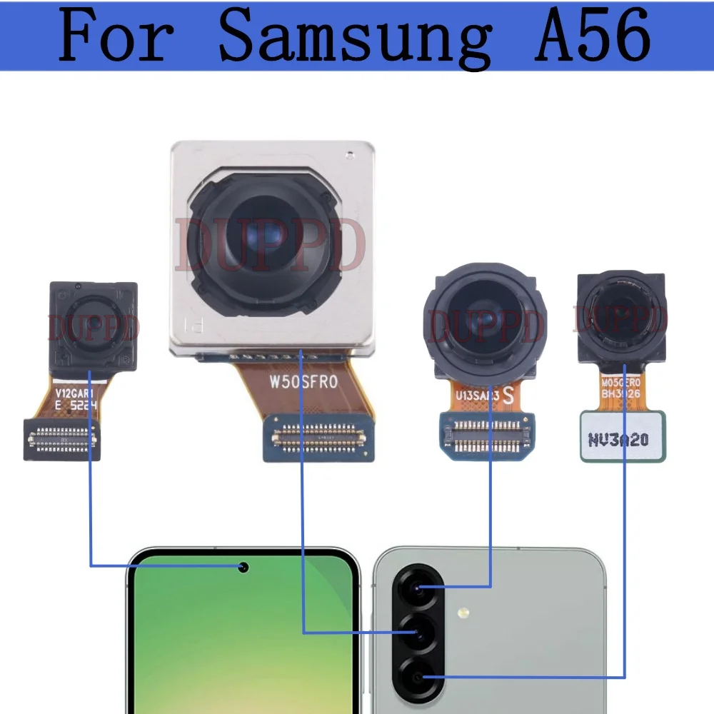 Front Rear Camera For Samsung Galaxy A56 A566B A566V A566E Frontal Selfie Wide Macro Backside Back Camera Module Spare