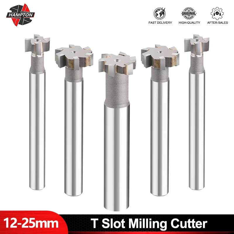 Fresadora de ranura en T, fresadora de 12-25mm, fresadora de aleación áspera con vástago recto insertada para dureza de Metal, fresadora CNC de acero de tungsteno