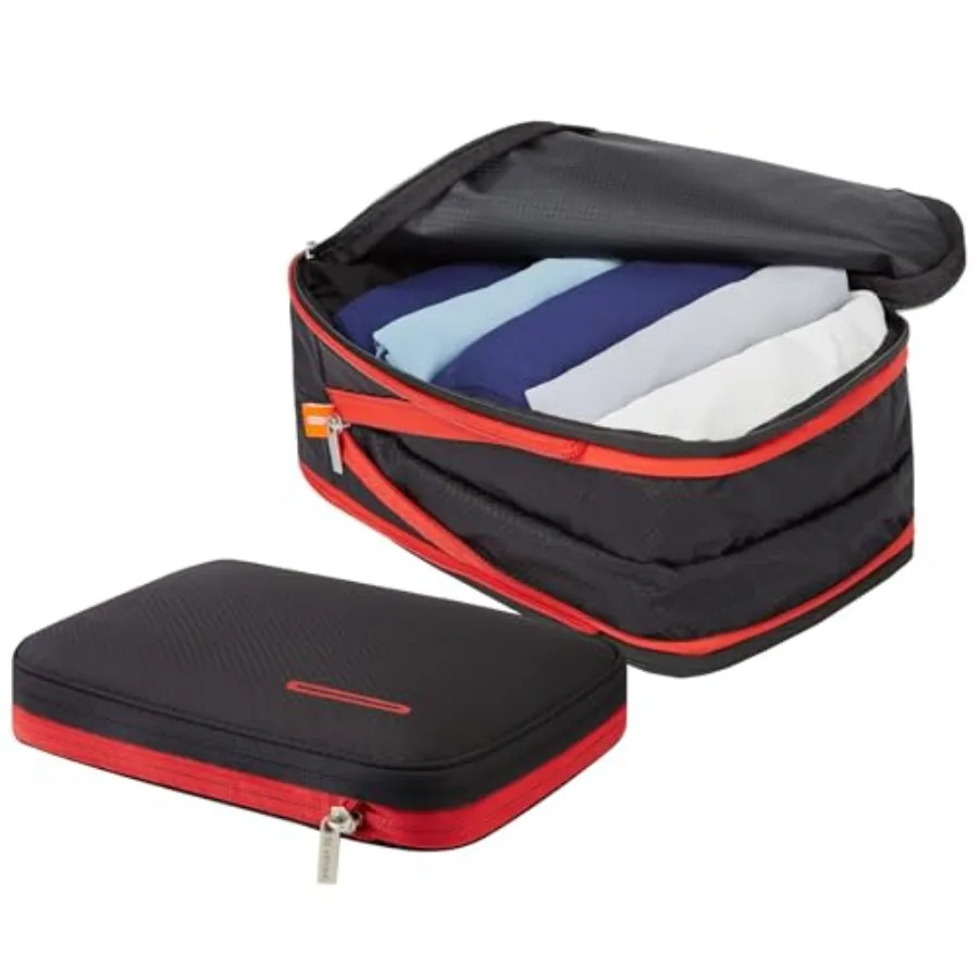 

Travel packing cubes for carry-on luggage, waterproof nylon, black, 5/6/8-piece set with expandable 2-side storage