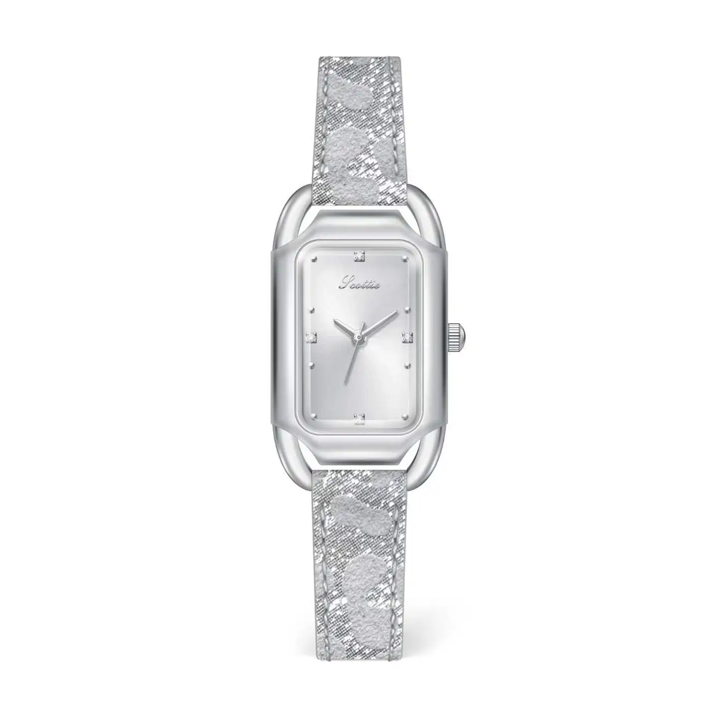 Minimalist Vintage Quartz Watch for Women with Mini Delicate Square Leopard Print and Elegant Waterproof PU Leather Strap