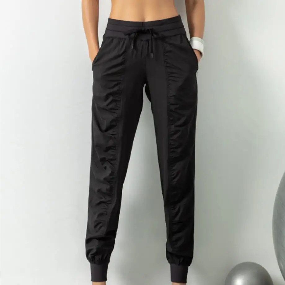 Drawstring Running Sport Joggers Women  Fitness Sweatpants with Two Side Pockets Pants