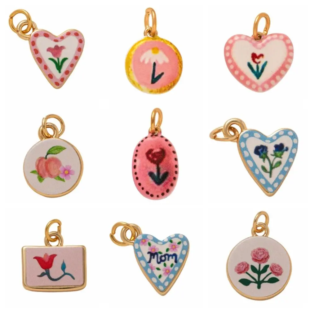New Flower Series Pendant Charms Colorful Hand-Drawn Handcrafted Jewelry Charms DIY Geometric Shape Pendant Charms Making