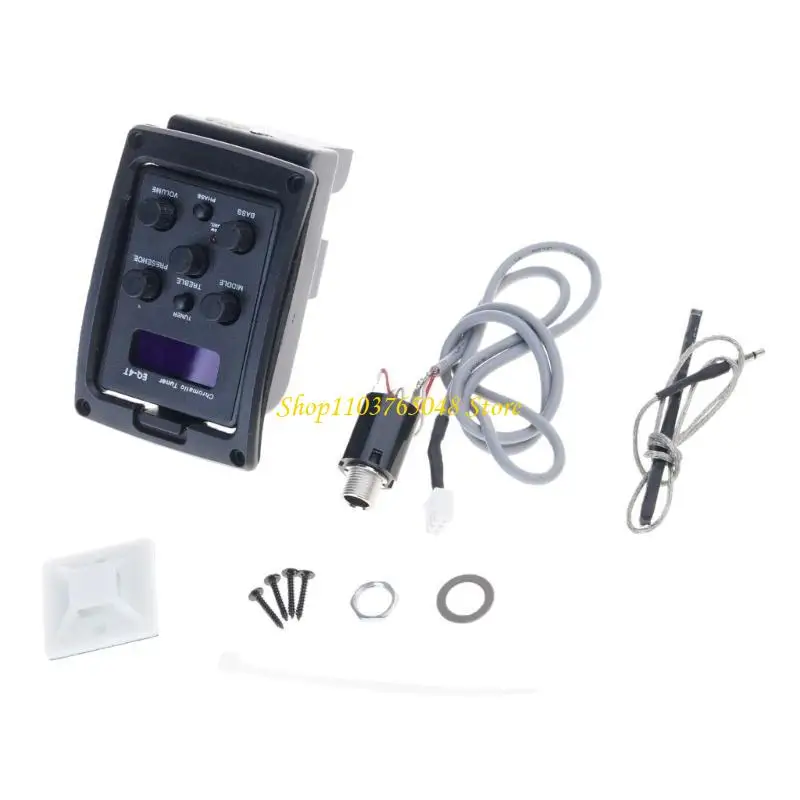 R53E Acoustic Guitar Pickup Electric Box EQ Pickup 4-Bands with Tuner Backlight Acoustic Guitar Pickup Replacements