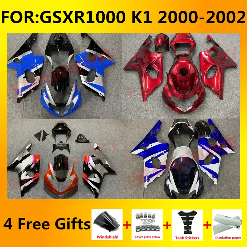 Motorcycle Fairings Kit for GSXR1000 00 01 02 GSXR 1000 K1 K2 2000 2001 2002 Injection mold Bodywork full fairing kits Set zxmt
