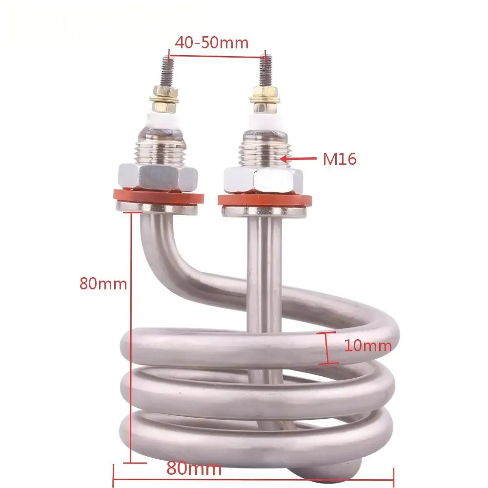Image 3: DERNORD Élément chauffant électrique 220/380V pour distillateur, filetage M16, chauffe-eau à immersion en spirale, acier inoxydable 304, 2,5KW