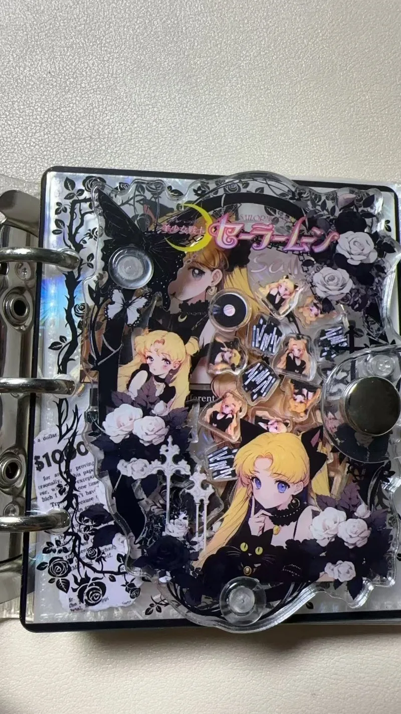 كتاب بطاقات AcrylicA8، رسوم متحركة كرتونية، مجموعة ألعاب تخزين أوراق فضفاضة ثنائية الأبعاد، بطاقة بنك الصور، هدية عيد HelloKitty