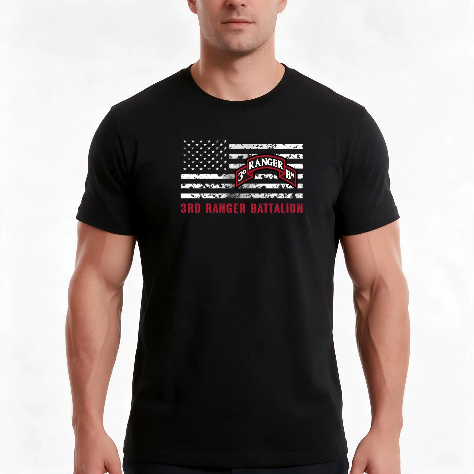 3rd Ranger Battalion T-Shirt, Summer Casual Cotton Tee, Oversized Streetwear Tops, Vintage Graphic Print, Loose Fit Short Sleeve