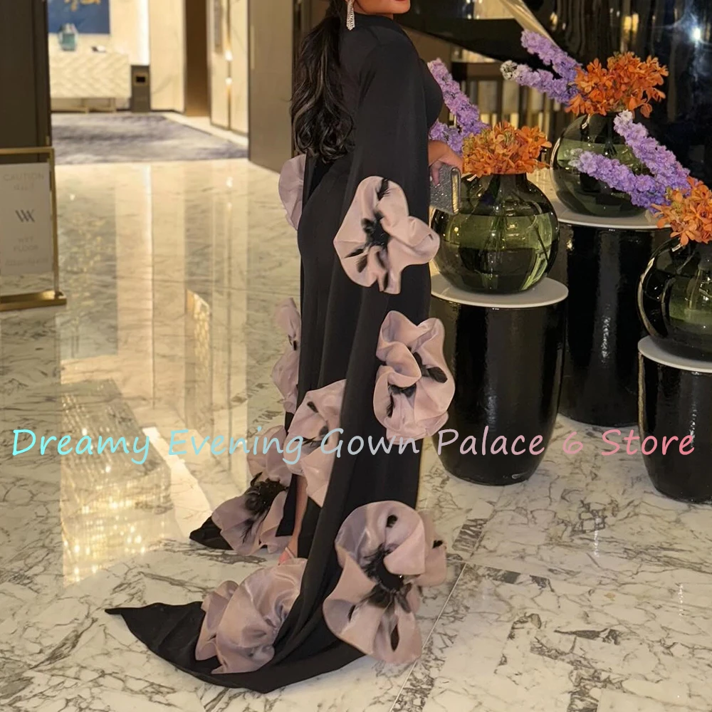 Customized Temperament Jersey Straight Feathers Flowers Crystal Evening Dress High Quality Floor Length vestidos para mujer