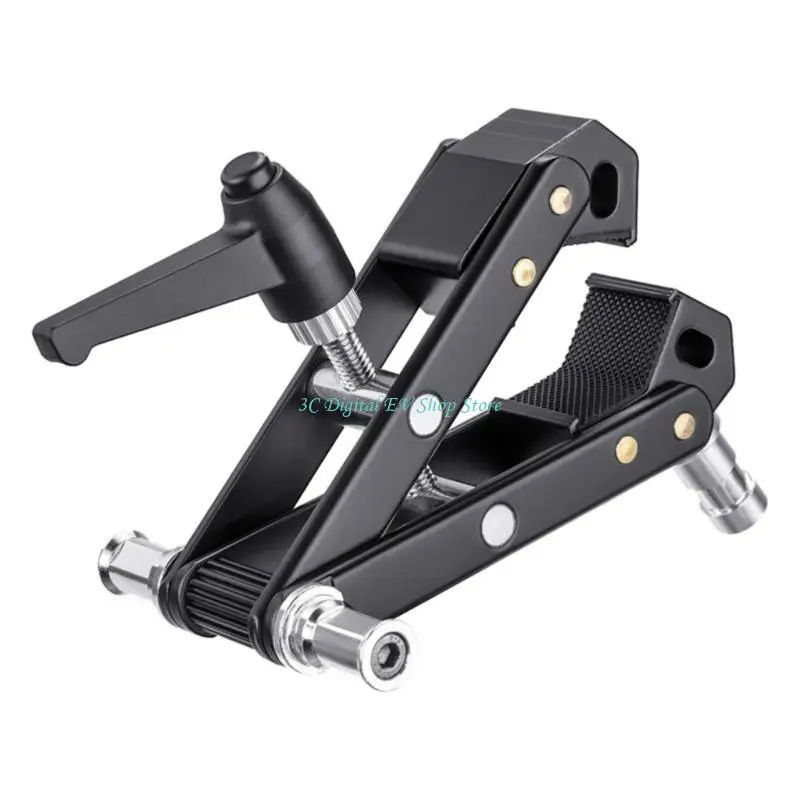 E74D Unique A Type Tripods Light Stand Bracket 3-Head Super Strong Clamp Holder Black