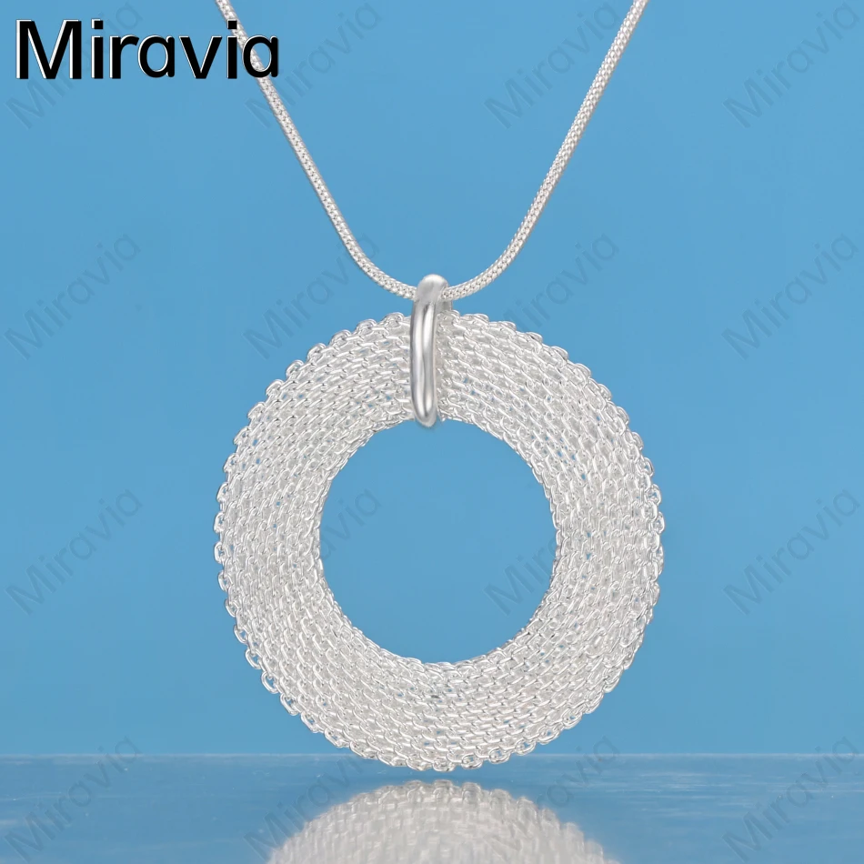 

Miravia 925 Sterling Silver Round Braided Pendant Necklace Women'S Retro Personalized Accessories Gift Jewelry