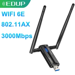 EDUP AX1672 WiFi 6E Ultra-fast USB 3.0 3000Mbps Wireless Network Card WiFi Adapter Tri-Band 2.4G 5G 6G High Gain Antenna Dongle