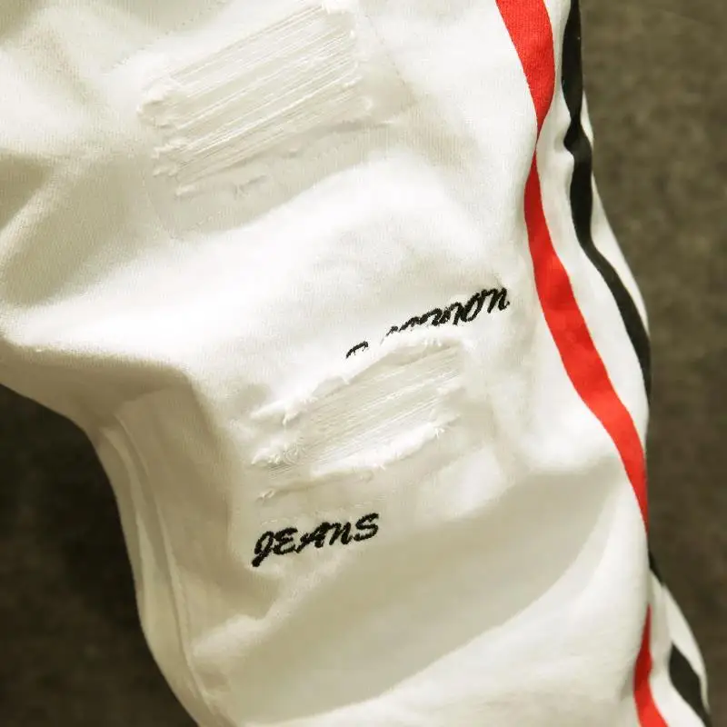 Autumn ripped jeans men's trendy brand slim pants fashion men's pants