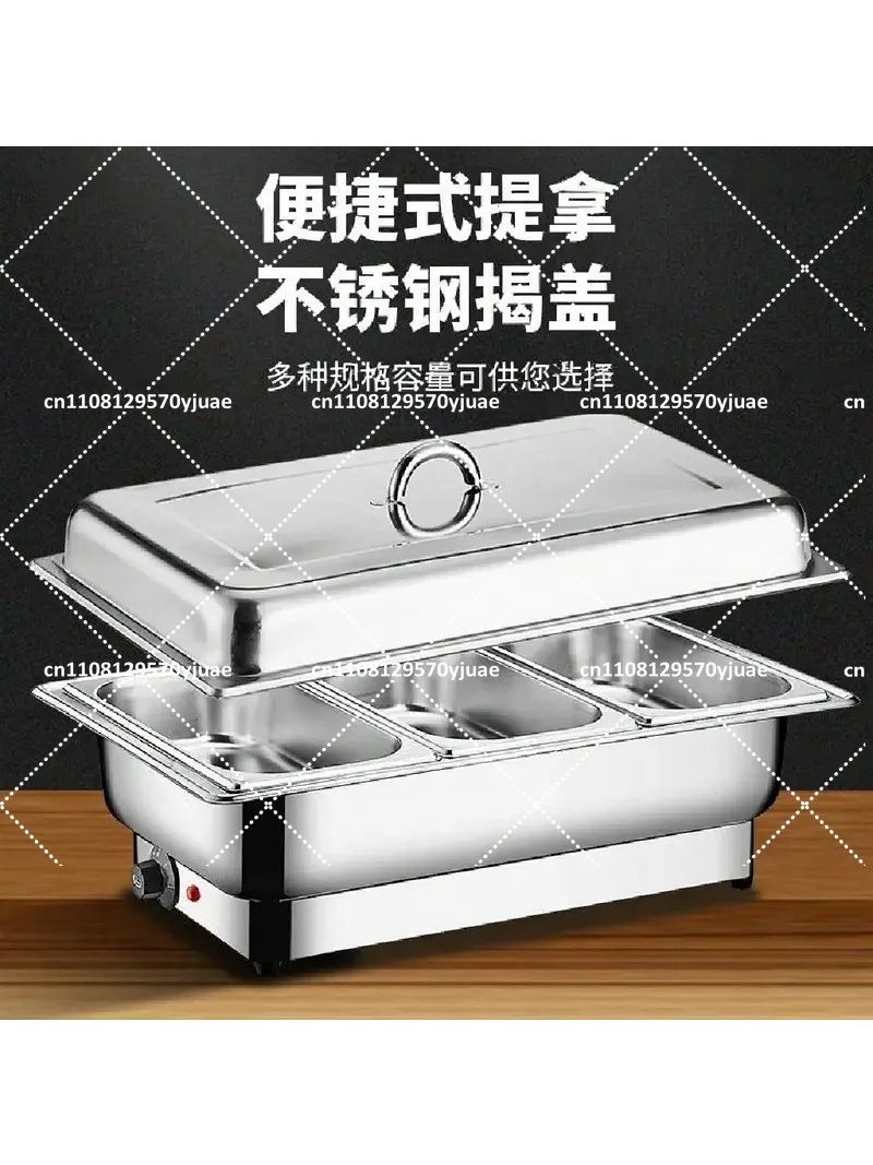 Stainless Steel Electric Buffet Heater Visual Transparent Clamshell Insulation Pot for Hotel Canteen