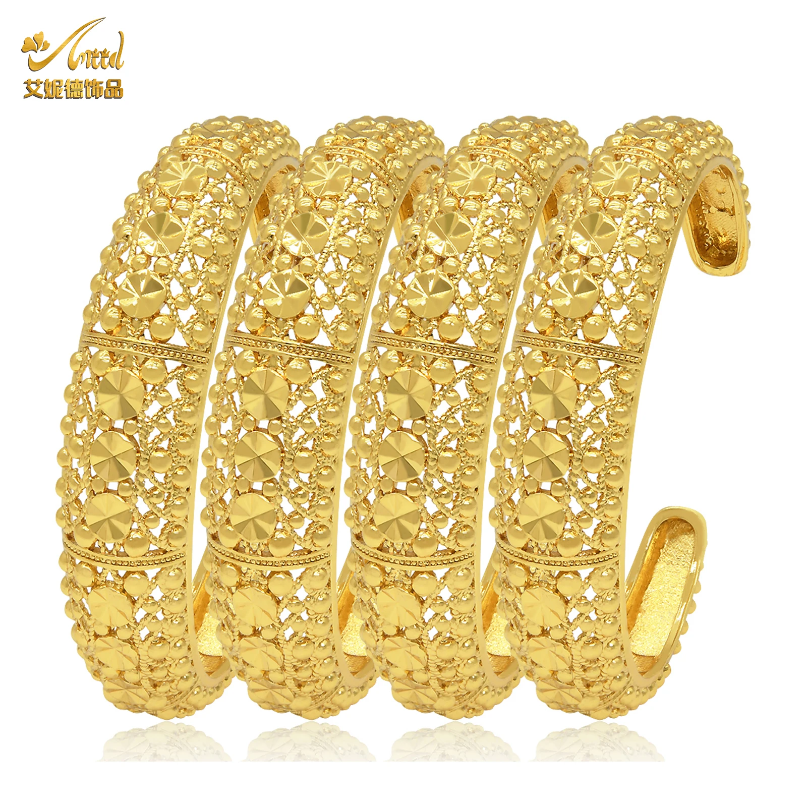 

ANIID Dubai 24K Gold Plated Woman Bracelet Wedding African Bangle Women Cuffs And Bracelets Ethiopian Indian Jewellery Gift