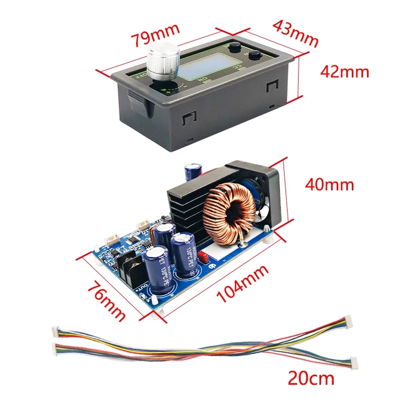 2X WZ5020L 20A 1000W DC DC Buck Converter CC CV Step-Down Power Module Adjustable Voltage Regulated Power Supply