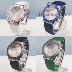VK63 Watch Case 40mm Stainless steel Silvery Sapphire Quartz Watch Case Brown Blue Green White Bezel Fit VK63 VK64 Movement