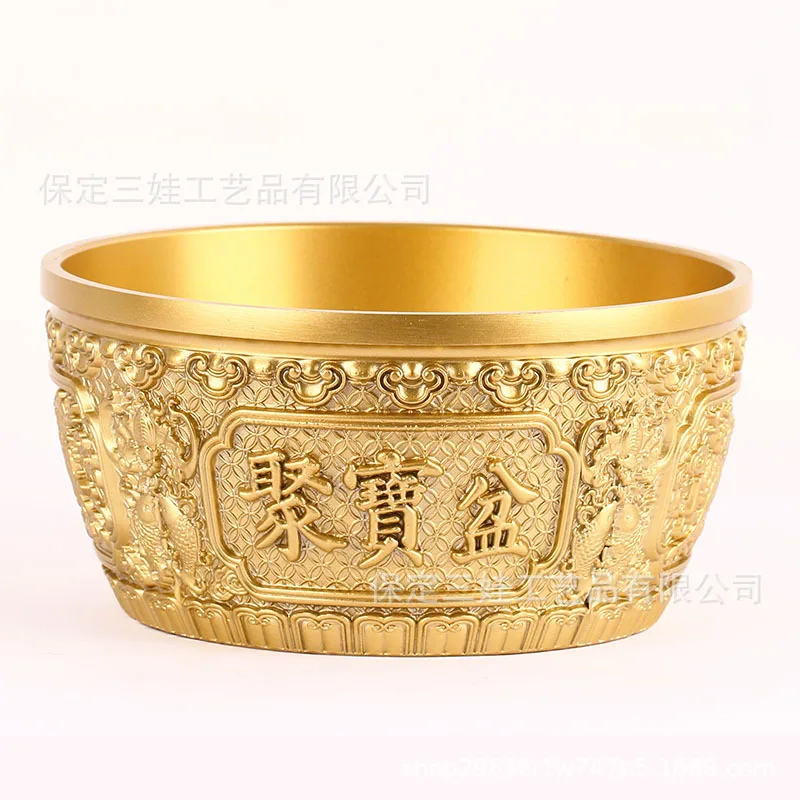 

Manufacturer wholesale brass-made treasure bowl, rice jar, small decorative piece for living room and study desk, craft ornament