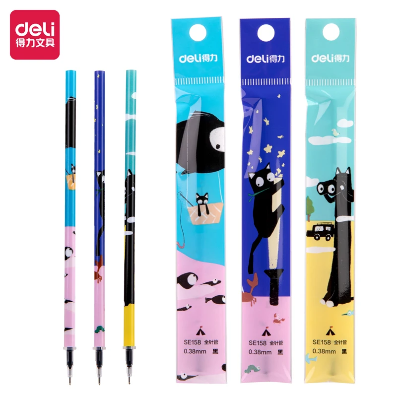 

20Pcs DELI SE158 0.38mm Neutral Pen Refill Gel Pen Replacement Black Ink Full Needle Tube School Student Supplies Stationery