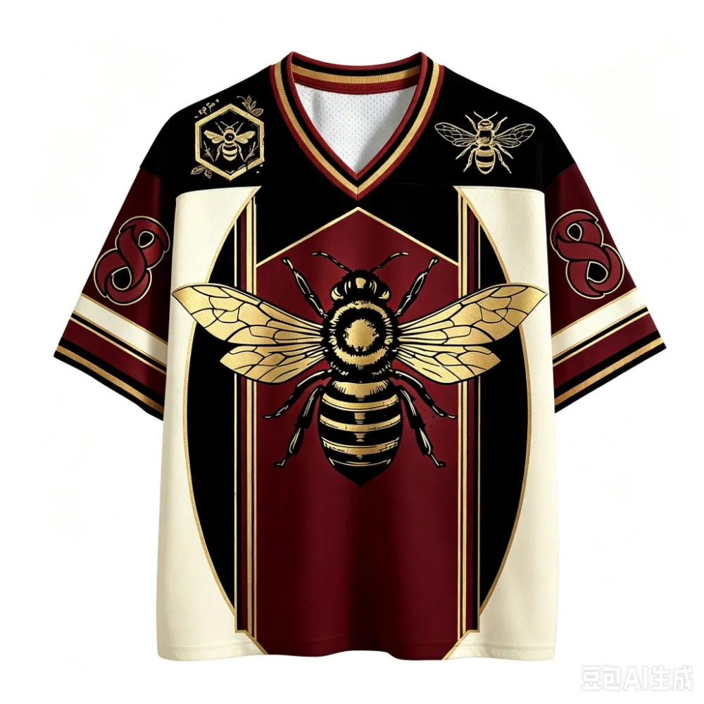 Summer Fashion New Design Japanese Bee Pattern 3D Print Men Women's V-Neck Sports TShirt Breath Quick-dry Street Family Clothing