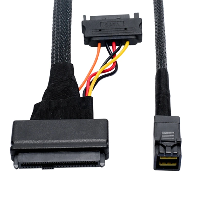 1 PCS Mini SAS SFF8643 U.2 To 8639+15PIN Power Cable Connection Cable SFF8643 To SFF8639 Hard Disk Cable