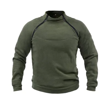 סטנד-אפ צווארון סוודר גברים סתיו וחורף חם רופף צבע מוצק חיצונית חם נושם בגדי גברים טקטיים