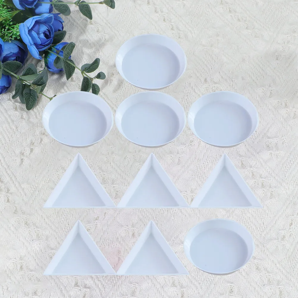 10Pcs Paint Palettes Plastic Round Triangle Sturdy Portable Lightweight for Painters Artists DIY Craft Watercolor Oil Painting