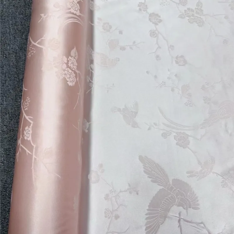 플레인 컷 치파오 원단 Hanfu 실크 자카드 킹 새틴 30 momme 114CM 와이드 눈썹