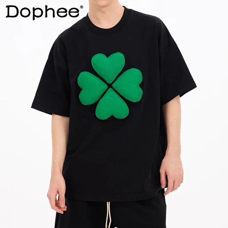 

Couple 2025 Spring Summer New Fashion Tees Stylish Three-dimensional Pattern Cotton Tops Loose Short-sleeve Comfortable T-shirts