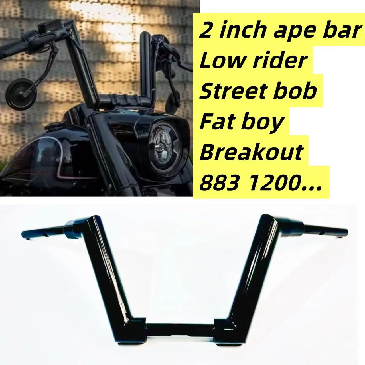 

Motorcycle 2 inch APE Hanger Bar For Harley Softail Fat Boy Low Rider Street Bob Breakout Fat Bob Road King XL883 1200 Handlebar