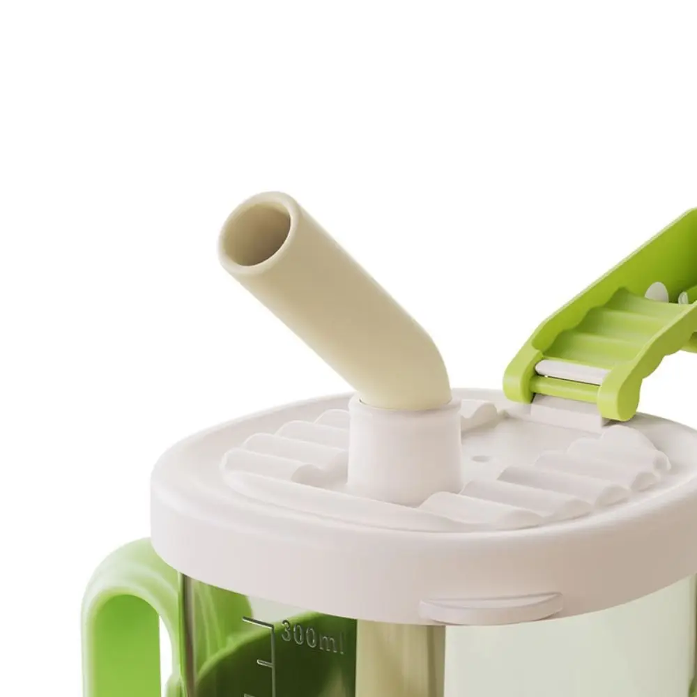 Food Grade PP Materials Little Crocodile Drink Cup with Straw Handle BPA Free Baby Flap Sippy Cups 300ML Multi-purpose