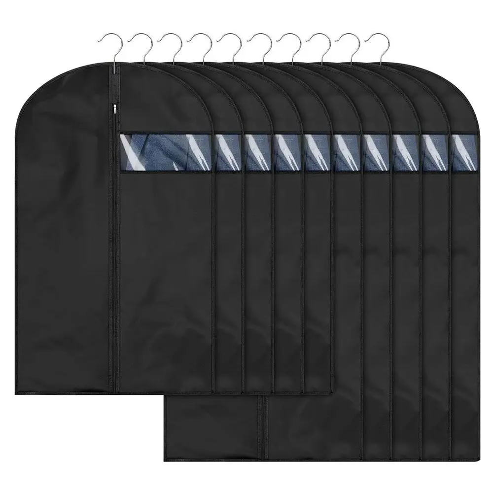 Funda para ropa, bolsa antipolvo para prendas, cubierta para ropa en color negro y gris, bolsa de almacenamiento colgante, organizador de armario antipolvo de PEVA, para abrigos, trajes y vestidos.