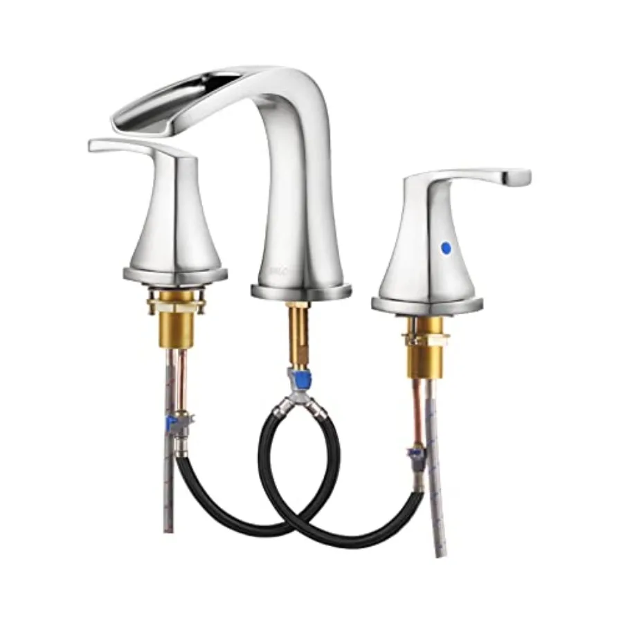 

2-Handle Widespread Waterfall Roman Bathtub Faucet Tub Filler with Valve Brushed Nickel 1434202