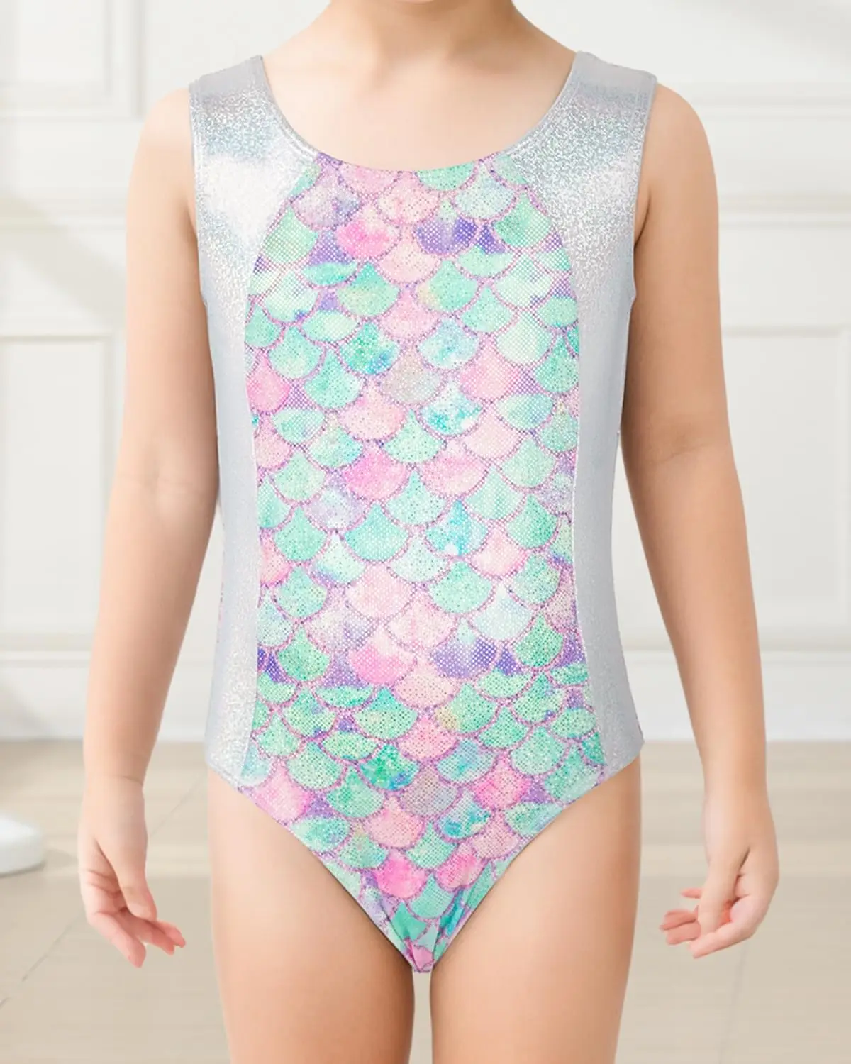 Girls Gymnastics Leotards, Glitter Ballet Dance Unitards Biketards Activewear with Short & Hairband for Kids 3-12 Years