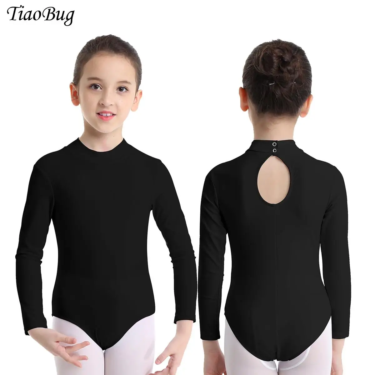 

Kids Girls Gymnastics Ballet Dance Leotard Long Sleeves Mock Neck Cutout Bodysuit Ballerina Jumpsuit Unitard Training Costume