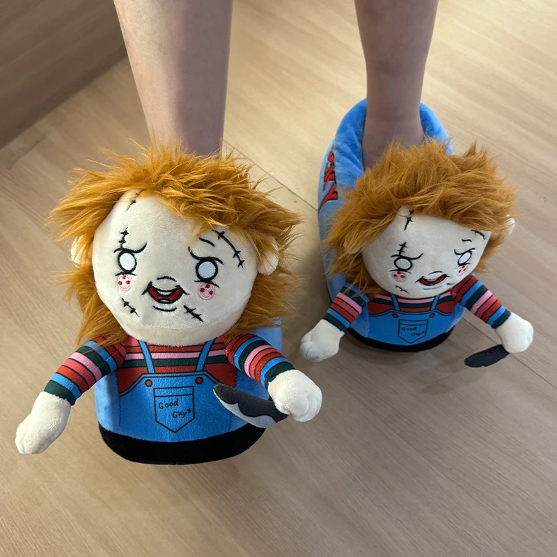 Chinelos de pelúcia vaca Highland para casa, Michael Myers, Chucky, Horror, fantasmagórica, senhor negro, coelho diabo, macio, engraçado, sapatos de