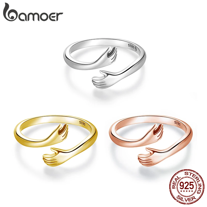 Bamoer Original Classic Guardian Rings Genuine 925 Sterling Silver Adjustable Ring Fashion Thanksgiving Birthday Jewelry Gift