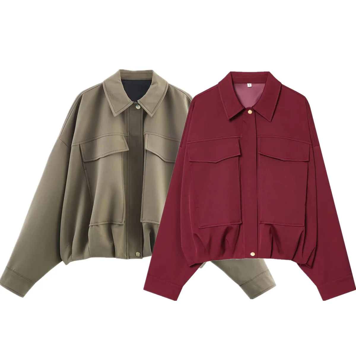

Jenny&Dave Spring Bomber Jacket Fashion Girls Loose Long Sleeve Short Short Tops Minimalist Pleated Women's Jacket Woman Clot