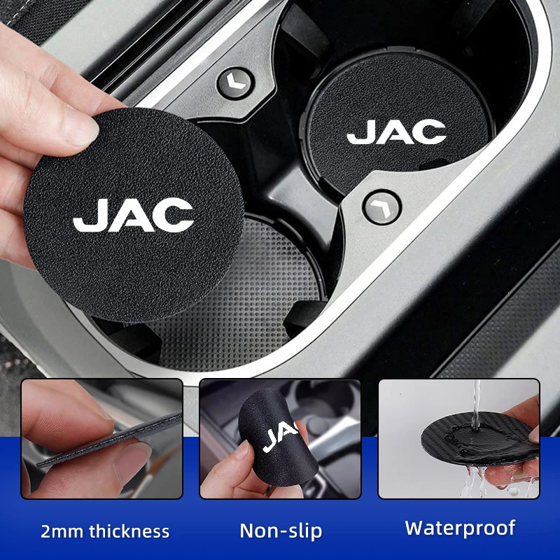 Serat Karbon Mobil Coaster Cangkir Air Botol Pemegang Anti-Slip Pad Minuman Pemegang Tikar Aksesoris untuk JAC Refine J3 J4 J7 JS3 JS4 KR1